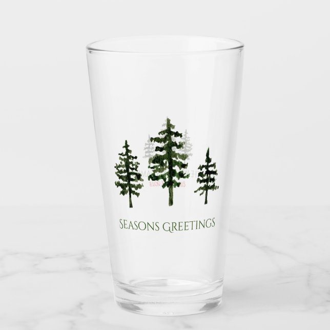 Copo De Pint Trio De Árvores De Vidro Feriado (Frente)