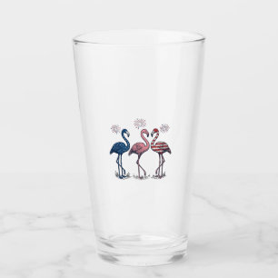 Copo De Pint Trio de Flamingos Patrióticos Design de Gravura Vi