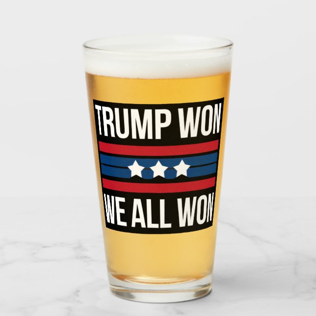 Copo De Pint Trump Won Nós Todos Ganhamos 2024 EUA Flag Trump W (Frente (Preenchido))