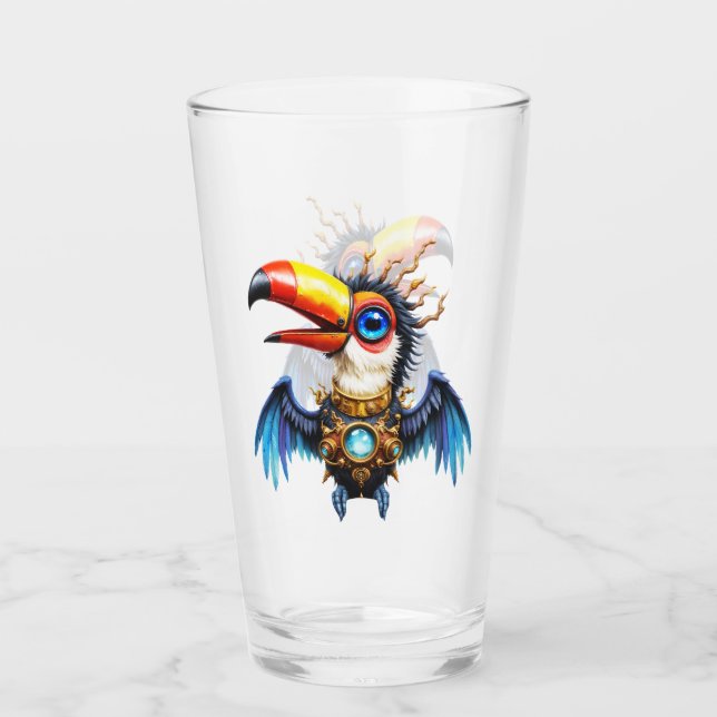 Copo De Pint Tucano Steampunk enluarado.  (Frente)