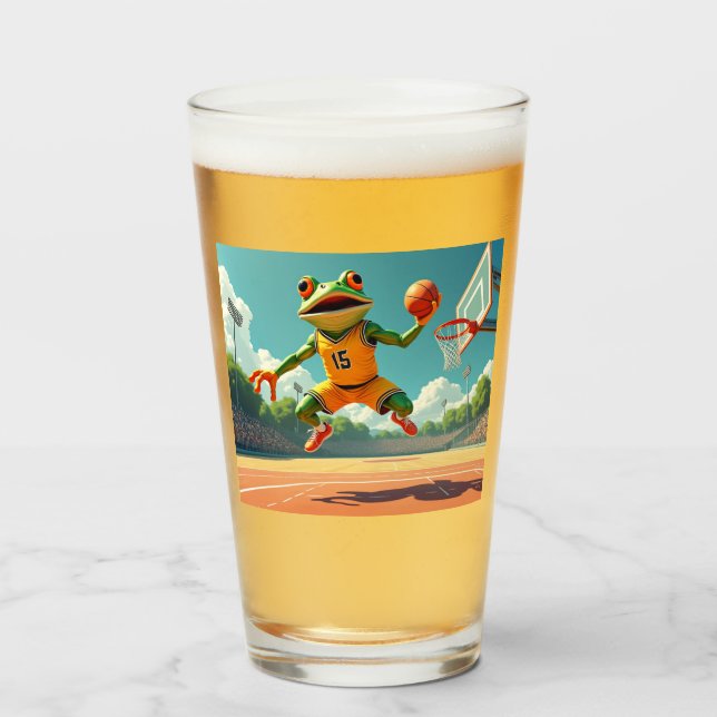 Copo De Pint Tumbador de vidro de Sapo de basquete (Frente (Preenchido))