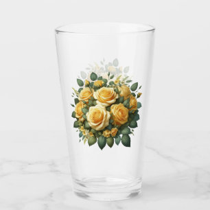 Copo De Pint Tumbler de Bebidas com Rosas Amarelas
