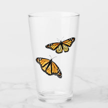 Tumbler de vidro de 16 oz Duas Borboletas Monarch