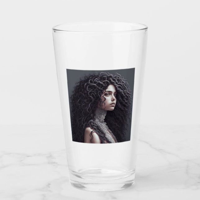 Copo De Pint Tumbler de Vidro de Cabelo Curvo Longo (Frente)