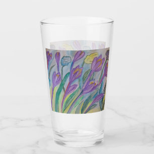 Copo De Pint Tumbler de vidro de crocus abstrato Primavera