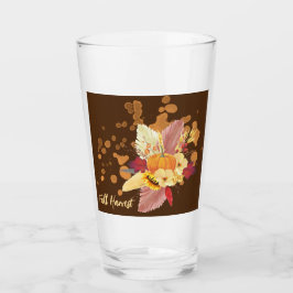 Copo De Pint Tumbler De Vidro De Pumpkin E Flores De Queda
