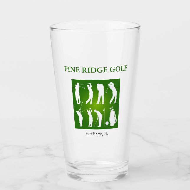 Copo De Pint Tumbler de vidro do Curso de Golfe Personalizado (Frente)