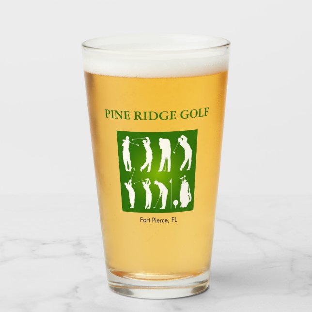 Copo De Pint Tumbler de vidro do Curso de Golfe Personalizado (Frente (Preenchido))