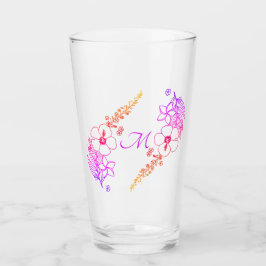 Copo De Pint Tumbler de vidro floral Monogrammed