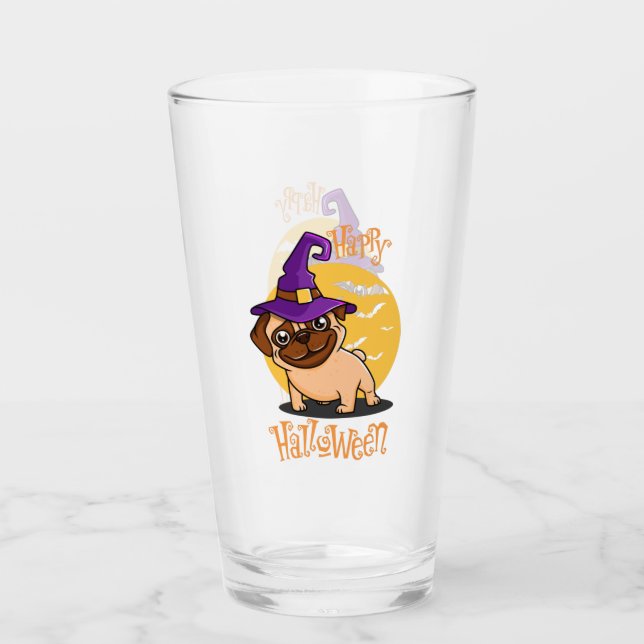 Copo De Pint Tumbler de Vidro Puggy do Halloween (Frente)