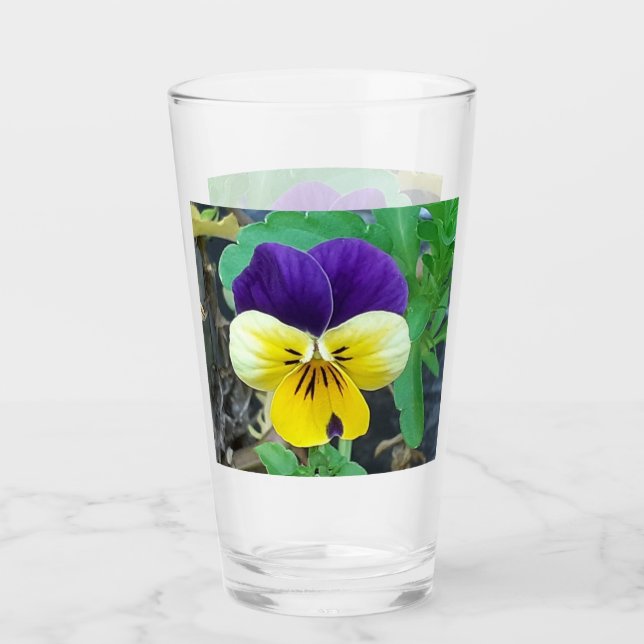 Copo De Pint Tumbler de vidro púrpura e amarelo (Frente)