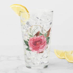 Copo De Pint Tumbler Rosa de Vidro Cor de Água Rosa Profundo