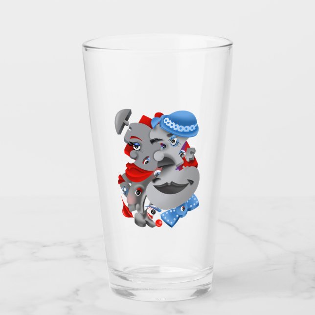 Copo De Pint Tumbler surreal Quebra-cabeça Faces (Frente)