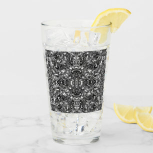 COPO DE PINT TUMBO DE VIDRO BARÓQUE MODERNO PRETO E BRANCO