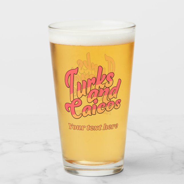 Copo De Pint Turks e Caicos de Texto Personalizados (Traseira (Preenchido))