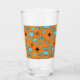 Copo De Pint Turquesa de Formas Atômicas MCM em Laranja