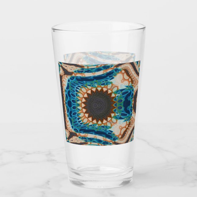 Copo De Pint Turquesa Dourada Sun Sudoeste Arte (Frente)