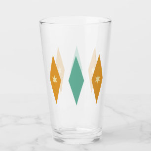 Copo De Pint Turquesa Laranja Creme Estrelas & Diamantes Meio d