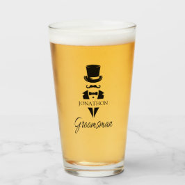 Copo De Pint Tuxedo Top Hat do Nome do padrinho de casamento