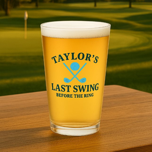 Copo De Pint Último Swing Antes do Anel de Golfe Solteirão (Last Swing Before The Ring Golf Bachelor Glass by Ricaso 

Groom to be and his crew glasses)