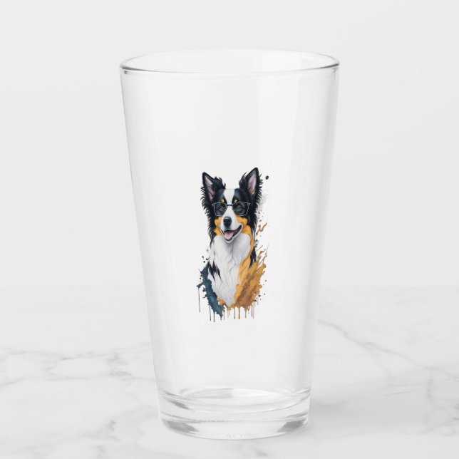 Copo De Pint Um cachorro bonito Border Collie (Frente)