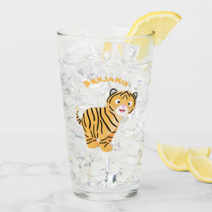 Copo De Pint Um desenho animado de tigre feliz