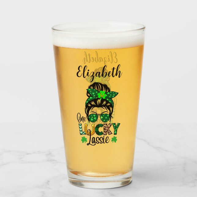 Copo De Pint Um Lassivo Sortudo Com Nome Em Vidro (Traseira (Preenchido))