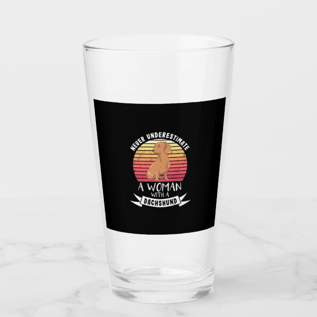 Copo De Pint Uma Mulher Com Um Dachshund (Frente)