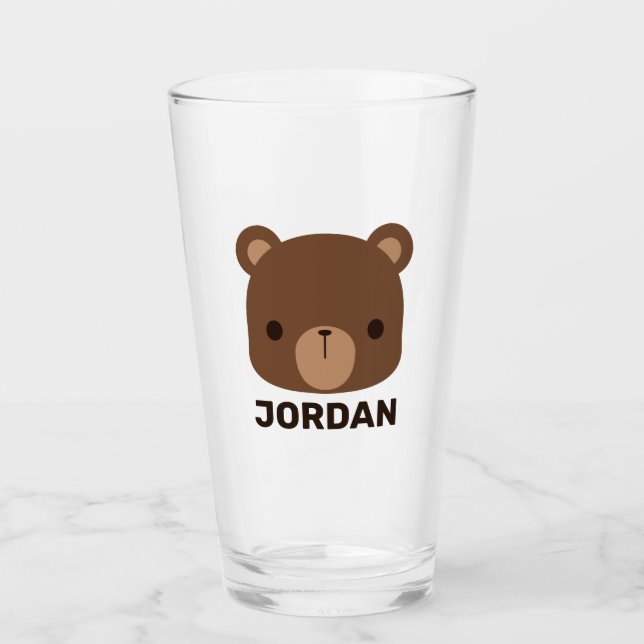 Copo De Pint Urso Castanho Bonito com Nome Personalizado (Frente)