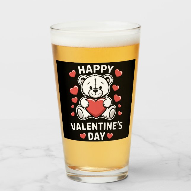 Copo De Pint Urso do Dia dos Namorados vday  (Frente (Preenchido))