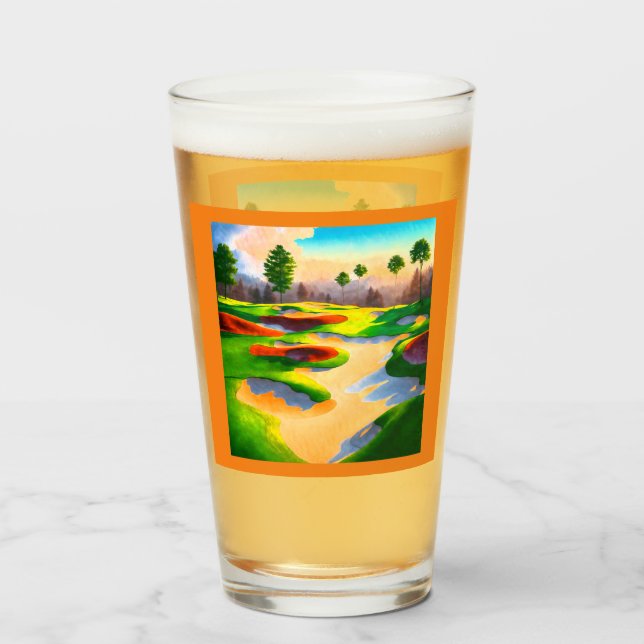 Copo De Pint Utopia do Curso Golf Watercolor (Traseira (Preenchido))