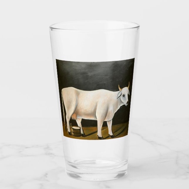 Copo De Pint Vaca branca num fundo preto (animal Fazenda) (Frente)