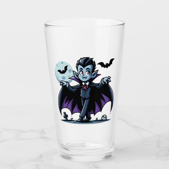 Copo De Pint Vampiro bonitinho e branco do Halloween (Frente)