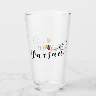 Copo De Pint Varsóvia Flag em Heart, Varsóvia, Polônia