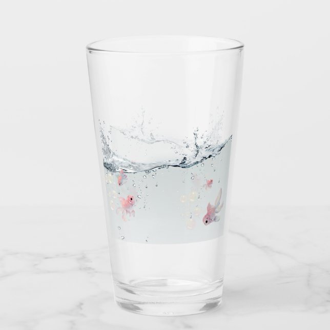 Copo De Pint Vaso de cristal con peces (Frente)