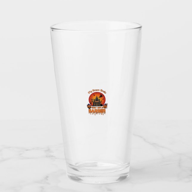 Copo De Pint Vassoura De Barbeiro Quebrou Abóbora De Halloween  (Frente)