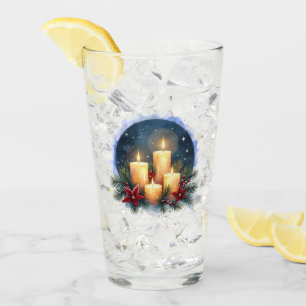 Copo De Pint Vela de Natal brilha com Poinsettias