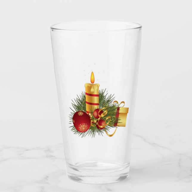 Copo De Pint Vela de Natal de ouro (Frente)