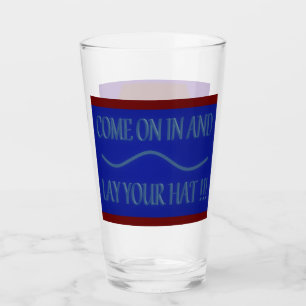Copo De Pint Venha e coloque seu chapéu design azul real