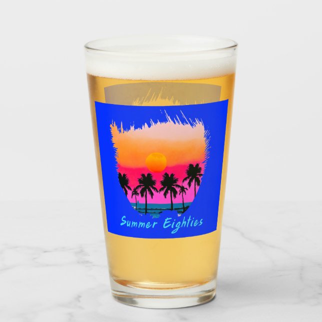 Copo De Pint Verão de 1980 Praia Retro Vibe (Traseira (Preenchido))