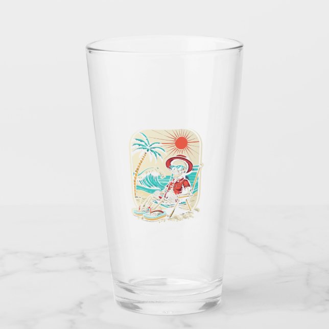 Copo De Pint Verão de Esqueleto Engraçado (Frente)