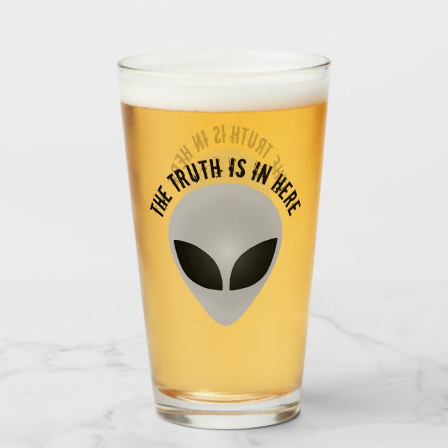 Copo De Pint Verdade Alienígena (Frente (Preenchido))
