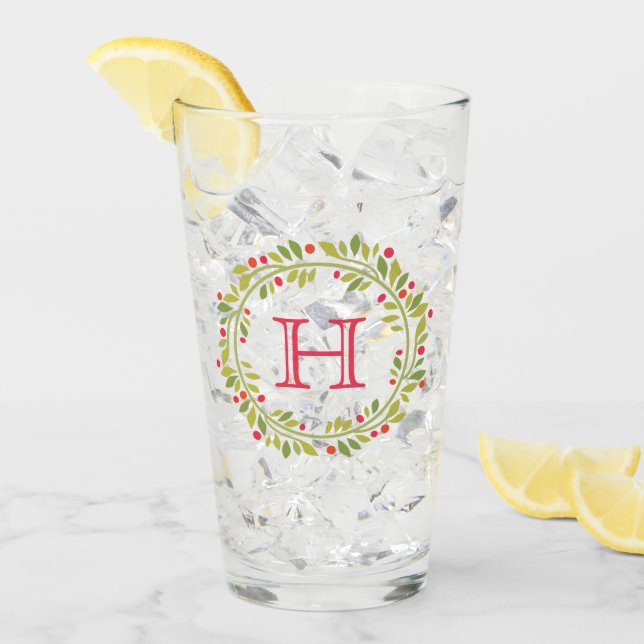 Copo De Pint Vermelho Vermelho Personalizado Berries Verde Folh (Gelo frontal)