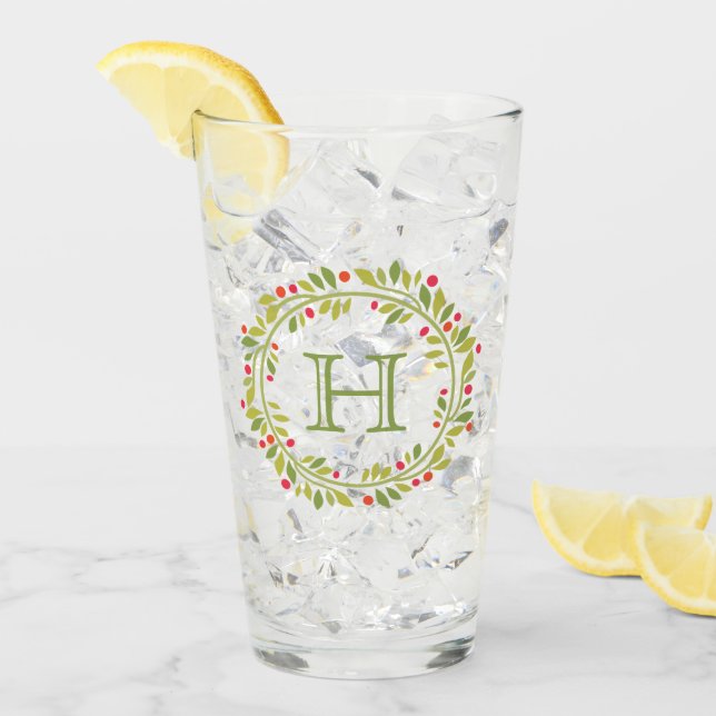 Copo De Pint Vermelho Vermelho Personalizado Berries Verde Folh (Gelo frontal)