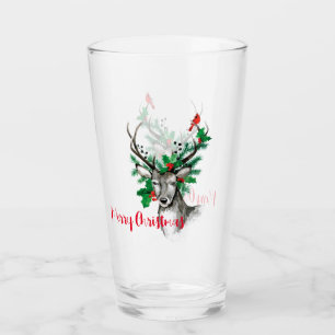 Copo De Pint Vestido de Natal e Cardeal com Holly