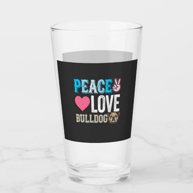 Copo De Pint Vetor de Bulldog de Paz e Amor (Frente)