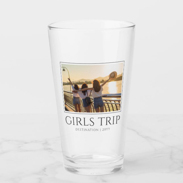 Copo De Pint Viagem de Meninas Chic | Foto personalizada de fim (Frente)