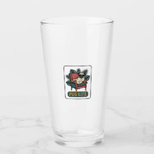 Copo De Pint Vida de Pug Vintage Óculos de Sol Design de Cachor