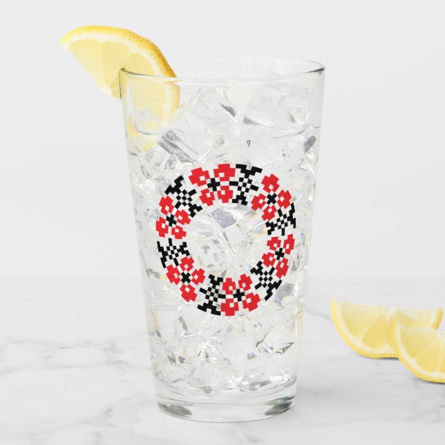 Copo De Pint Vidro com design ucraniano (Gelo frontal)