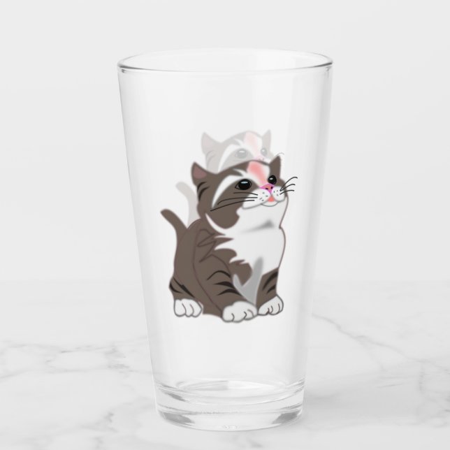 Copo De Pint Vidro com Little Kitten (Frente)